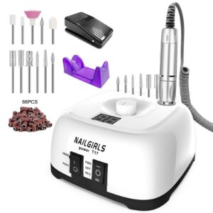 NAGELGIRLS 35000 U/Min Elektrische Nagelfräse für Gelnägel mit Fußpedal Maniküre-Pedicüre Set