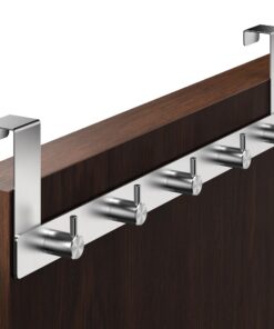 Edelstahl Tür-Garderobe zum Einhängen - Stabile Garderobe mit klassischen Türhaken für jedes Zuhause | Klassische Edels