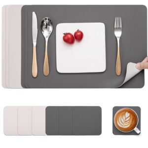 Myir Abwaschbare Tischsets Platzset Lederoptik (Grau-Beige, Set von 6)