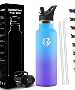 HoneyHolly Edelstahl Trinkflasche 750ml BPA-frei Doppelwandig Vakuum Isolierflasche mit Strohhalm