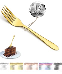 Kyraton Goldene Dessertgabeln 14cm Edelstahl, Hochglanzpoliert, Spülmaschinenfest | Kyraton Goldene Dessertgabeln 12 St
