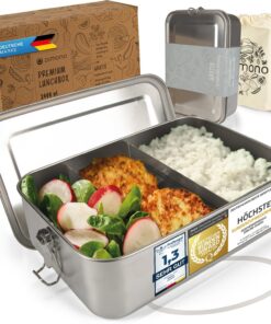 Dimono® Brotdose 2400ml Auslaufsichere Edelstahl Bento-Box mit Fächern & Dichtungen