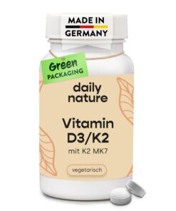 DailyNature Vitamin D3 + K2 | 180 Tabletten mit je 5.000 IE D3 hochdosiert + 100 µg K2 | Nahrungsergänzungsmittel - vege