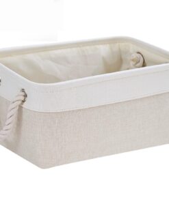 Mangata Hellbeige/Weiß Klein Waschbare Aufbewahrungskorb für Schrank und Regal (S, 1 Set) Mangata Waschbare Aufbewahru