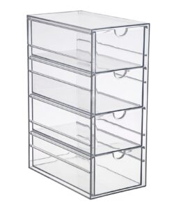 SUMTree Transparenter Acryl-Aufbewahrungsbehälter für Frisierzubehör, mit 4 Schubladen, Schubladen-Organizer für Badezim