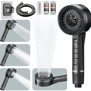 Duschkopf mit PP Filter für Hartes Wasser, Rest-Chlor, Bakterien und Schwermetalle mit 15-Schichten-Filtration und Hochd