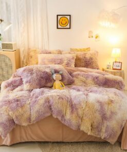 Sacebeleu Winter Bettwäsche Plüsch Langhaar Flauschig 200x200cm für Erwachsene Warme Decken und Kissenbezug mit Reißvers