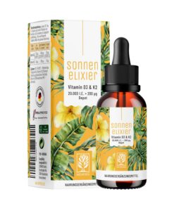 NATURTREU® Vitamin D3 & K2 Tropfen - 20.000 I.E. Vitamin D3 + 200 mcg K2 MK7 pro Dosis - Depot - Vegan - Für die gesamte