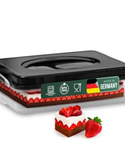 Novaliv Kuchen-Transportbox mit einer Etage und Sicherheitsverschluss für Partys und Küche | Novaliv Rechteckige Kuchen