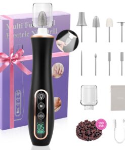 Karrong Elektrische Nagelfeile mit 10 Aufsätzen für Gelnägel Acrylnägel Karrong Akkugetradete Elektrische Nagelfräser mi