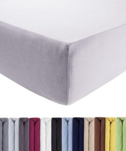 ENTSPANNO Luxus Spannbettlaken - Aus weichem Premium Jersey - ideal für Boxspring- u. Wasserbetten bis 35cm - Silbergrau