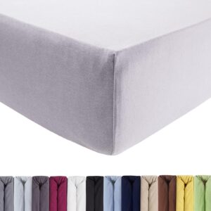 ENTSPANNO Luxus Spannbettlaken - Aus weichem Premium Jersey - ideal für Boxspring- u. Wasserbetten bis 35cm - Silbergrau