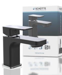 SCHÜTTE 43106 Madagaskar Waschbecken mit Mischbatterie und Pop-Up Ventil, Badarbeitszimmer, Schwarz Chrom