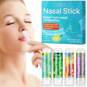 Nasal Stick 4 Pack inhalierstift, Schnelle Hilfe Von Einer Verstopften Nase, Verbessert die Atmung und Steigert Den Foku