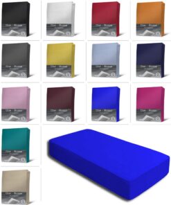 One-Home Jersey Spannbettlaken weich 100% Baumwolle Rundumgummi, Farbe: Royalblau, Maße: 90-100 x 200 cm