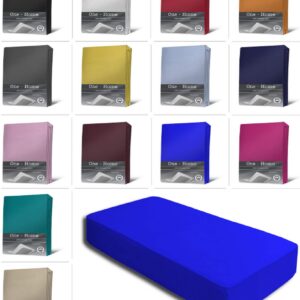 One-Home Jersey Spannbettlaken weich 100% Baumwolle Rundumgummi, Farbe: Royalblau, Maße: 90-100 x 200 cm