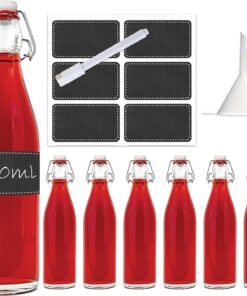 6x 0,75L weiße Glas Bügelflaschen mit Bügelverschluss - spülmaschinenfest für Öl, Essig, Wein & Schnaps