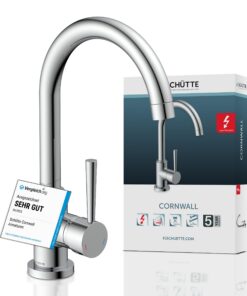 SCHÜTTE 79119 CORNWALL Küchenarmatur Niederdruck - Energiesparend & 360° Schwenkbar für Spülküche, Chrom-Glänzender Wass