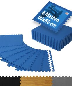 ALPIDEX Bodenschutzmatten 8er Set 60×60 cm – 1 cm dicke Trainingsmatten, 2,88 m² Schutzmatte für Fitnessgeräte