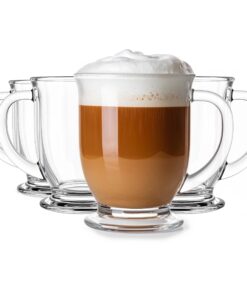 KROSNO 1992 Kubas Kaffeegläser-Set 4-teilig Spülmaschinenfest Cappuccino Eiskaffee Becher Durchsichtig 4x400 ml