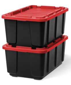 Iris Ohyama Kunststoff-Aufbewahrungskiste UTB-27, 2er-Set, 100L, Schwarz, für Garage und Regale