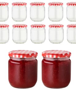 12er Set Marmeladengläser 425 ml mit Deckel + Etiketten