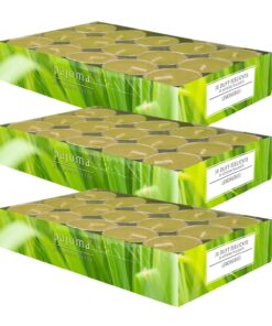 pajoma® Teelichte 3er Pack, Lemongras | Premium Qualität, Deko & Gastronomie | 4 Std. Brenndauer | 1,5 cm ø 3,5 cm Alumi
