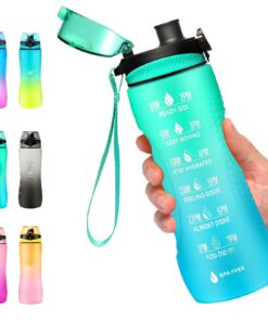 Motivations Wasserflasche mit Zeitmarkierung BPA-frei Tritan Auslaufsicher Fitnessstudio 750ml Mintgrün