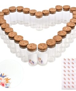 40 Stück Kleine Weithals Glasflaschen Zum Befüllen, ideal für Hochzeit Party Zubehör und Dekorationen, 25ml Reagenzglas