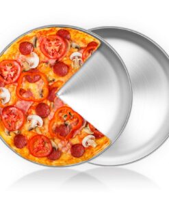 HaWare Pizzablech Rund 30cm Edelstahl Ungiftig＆Gesund für Backofen – Spülmaschinenfest＆Einfach Reinigen, 2 Stück