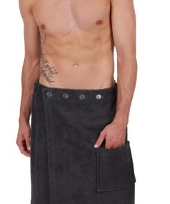 Betz Saunakilt Berlin für Herren – 100% Baumwolle 420 g/m² – verstellbar mit Tasche für Sauna & Wellness Graphit