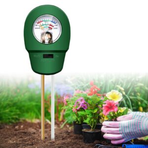 Bodentester 2025 für Rasen, Garten und Balkon - 3-in-1 Feuchtigkeit, Licht und pH-Messgerät ohne Batterien