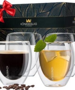 Heidenfeld Original Königsglas Crema Gläser Set - Doppelwandige Teegläser - Hochwertige Thermogläser für Tee und Kaffee