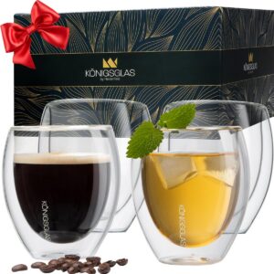 Heidenfeld Original Königsglas Crema Gläser Set - Doppelwandige Teegläser - Hochwertige Thermogläser für Tee und Kaffee