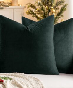 MIULEE Dunkelgrün Weihnachtliche Kissenbezug Set für Sofa und Schlafzimmer mit Verstecktem Reißverschluss 20x20 Inch 50x