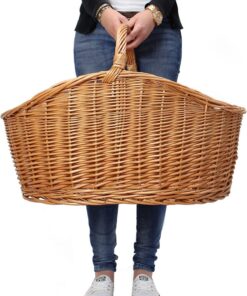 Dekoleidenschaft XXL Weidenkorb "Maxi" 68x49 cm aus natürlicher Weide – Einkaufskorb geflochten für Ernte & Aufbewahrung