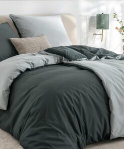 RUIKASI Wendebettwäsche 135x200 - Weich und Bügelfrei Mikrofaser, Anthrazit und Hellgrau OEKO-TEX