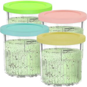 Ninja CREAMi Deluxe Eisbecher 4er-Set BPA-frei Spülmaschinenfest (Blau/Rosa/Limette/Gelb)