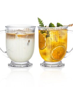 KEMORELA Geriffeltes Glas-Kaffeetassen-Set Carbonfree Certified