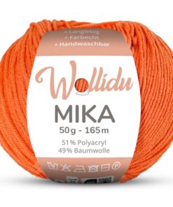 Wollidu Mika Strickgarn - Orange OEKO-TEX STANDARD 100 für Häkeln und Stricken | Wollidu Mika 50g/165m Strickgarn - Ora