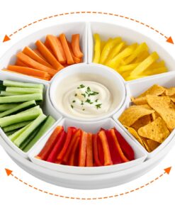 Lifewit 29 cm Drehbare Servierplatte 7-teilig mit Fächern für Party Snacks Dips Nüsse