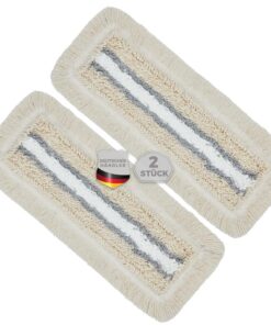 Okaei Beige & Grau 2 Stück Wischmopp Bezug (40 cm) - Erdbeer für Krankenhäuser & Pflegeeinrichtungen - optimaler Gleitwe