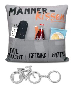QMLING Männerkissen Kissenbezug für Papa Geschenke 45x45 cm mit Fahrrad-Flaschenöffner