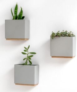 Kazai Alma Wandvasen | Moderne Hängende Blumentöpfe aus Resin | 3-teiliges Grau-Set für Zimmerpflanzen