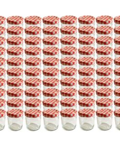 hocz 100er Set Mini Sturzgläser 53ml Rot Kariert Schraubdeckel für Honig Marmelade Kaviar