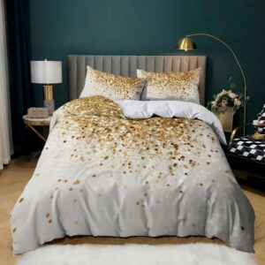 XCQHZYQ Bettwäsche-Sets Goldene Scherben 180x200 cm Weiche Mikrofaser für Allergiker 3 Teilig Bettbezug mit Reißverschlu