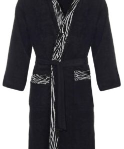 Class Home Collection Bademantel Damen & Herren – 100% Baumwolle Frottee, saugfähig & weich – OEKO-TEX Leopard Schwarz Z
