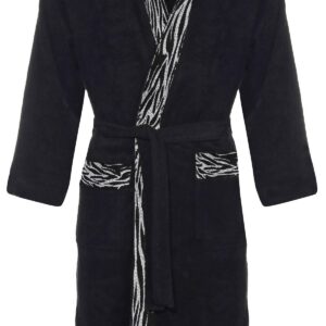 Class Home Collection Bademantel Damen & Herren – 100% Baumwolle Frottee, saugfähig & weich – OEKO-TEX Leopard Schwarz Z