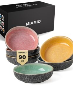 MIAMIO Keramik Dip Schälchen Set 6 Stück 90 ml - Las Palmitas Kollektion für Snack-Liebhaber beim Dinner