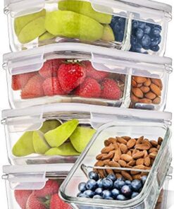 [5er Pack] Frischhaltend Glaskanister mit Deckel - Meal Prep Behälter - Glaskanister Set - Spülmaschine-, Mikrowellen- u